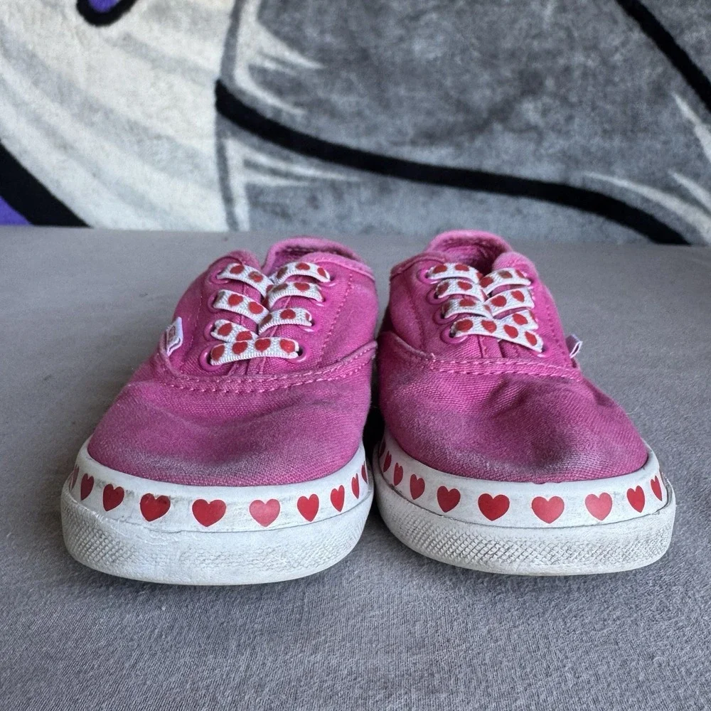 Size 9.5c - Vans Toddler Shoes  - Lace Slip-On Pink with Hearts 500714
